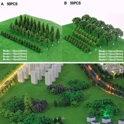 50pcs Trees Model A/B Green High Quality Landscape
