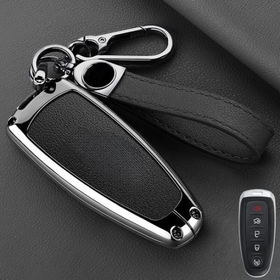 Zinc Alloy Leather Car Key Fob Case Cover Bag For Lincoln MKS MKT MKX Navigator