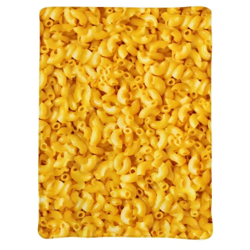 Monika Chen Unisex Macaroni Couch Decor Blanket Novelty Food Style Flannel Throw Blanket Super Soft Funny Realistic Food Print Warm Plush Blankets