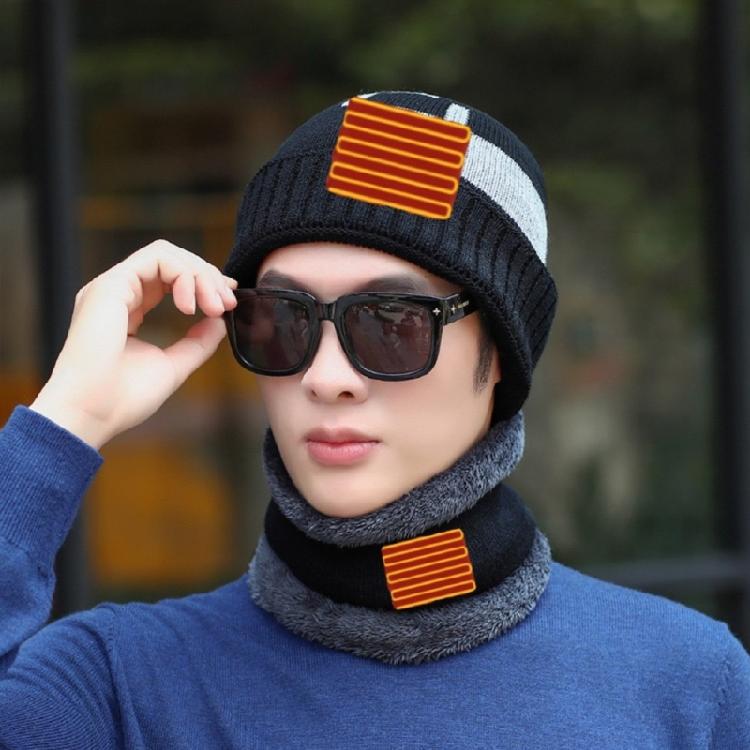 Winter Warm Beanies and Scarf Casual Hip Hop Hat Adult USB Heated Knitted Cap