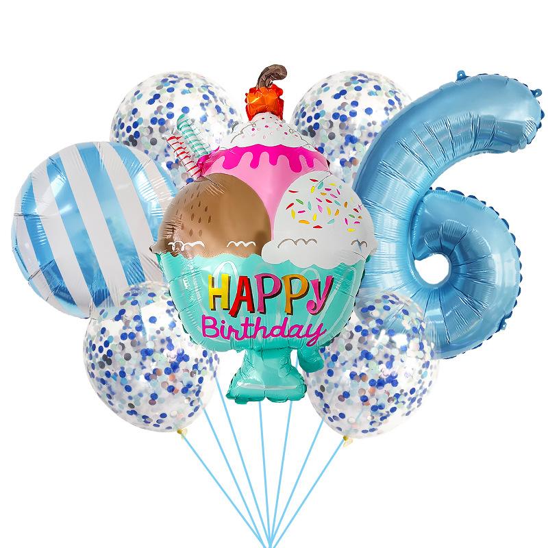 Birthday Ice Cream Candy Balloon Set Birthday Party Aluminum Film Balloon Arrangement Children'S First Year Photo