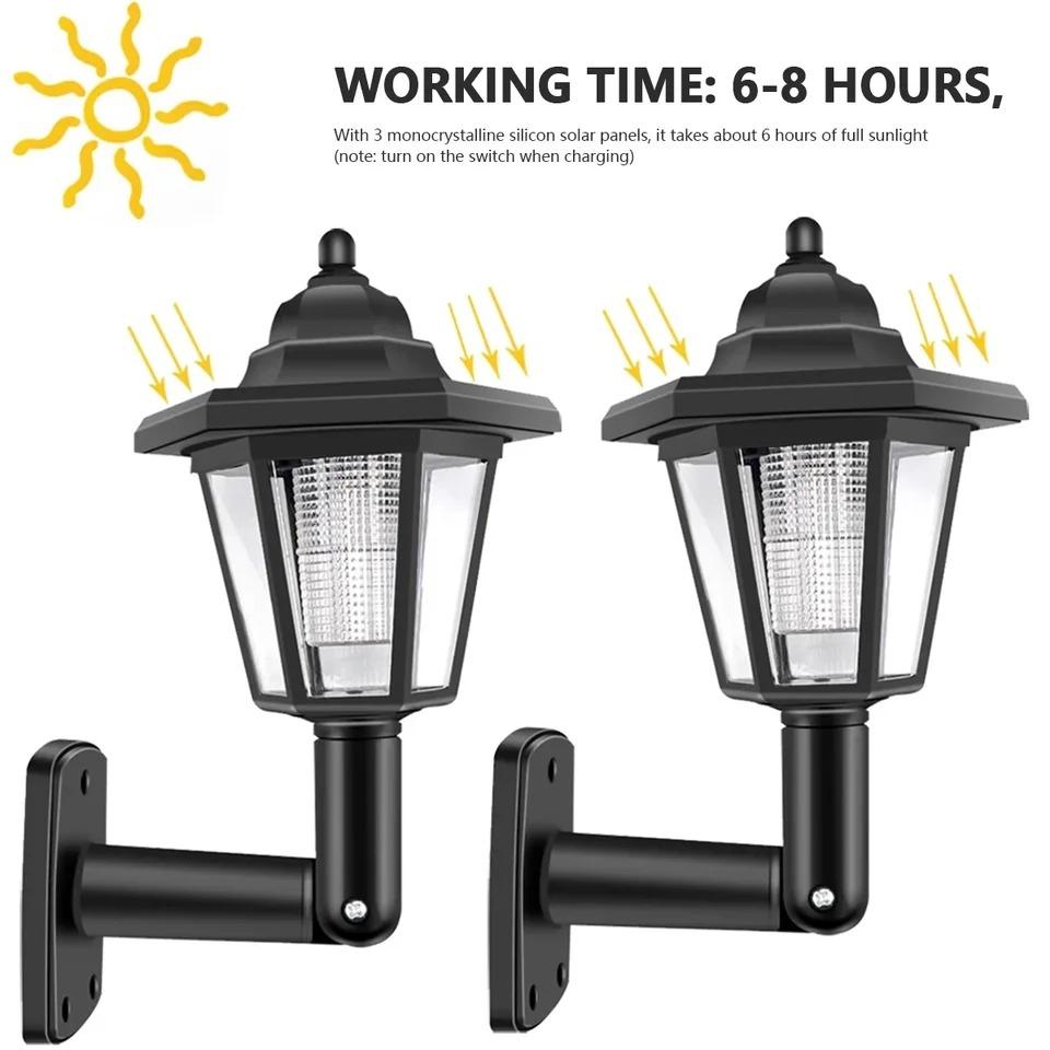 Outdoor Solar Lights Retro Lantern Hexagonal Solar Lights Outdoor LED Solar Sconce Wall Lamp Solar Spotlight Garden Decorations