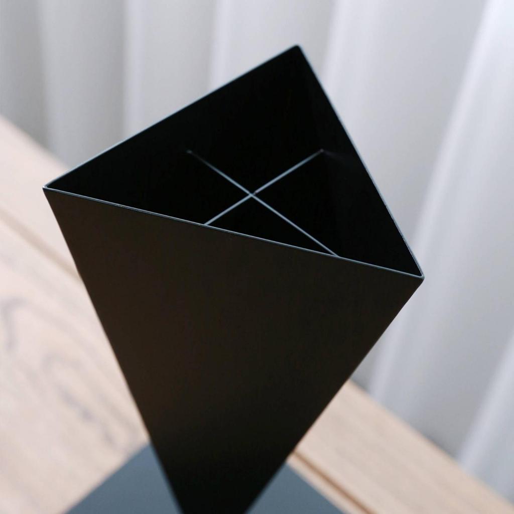 Triangular Iron Vase Tapered Geometric Metal Pitch Home Decor