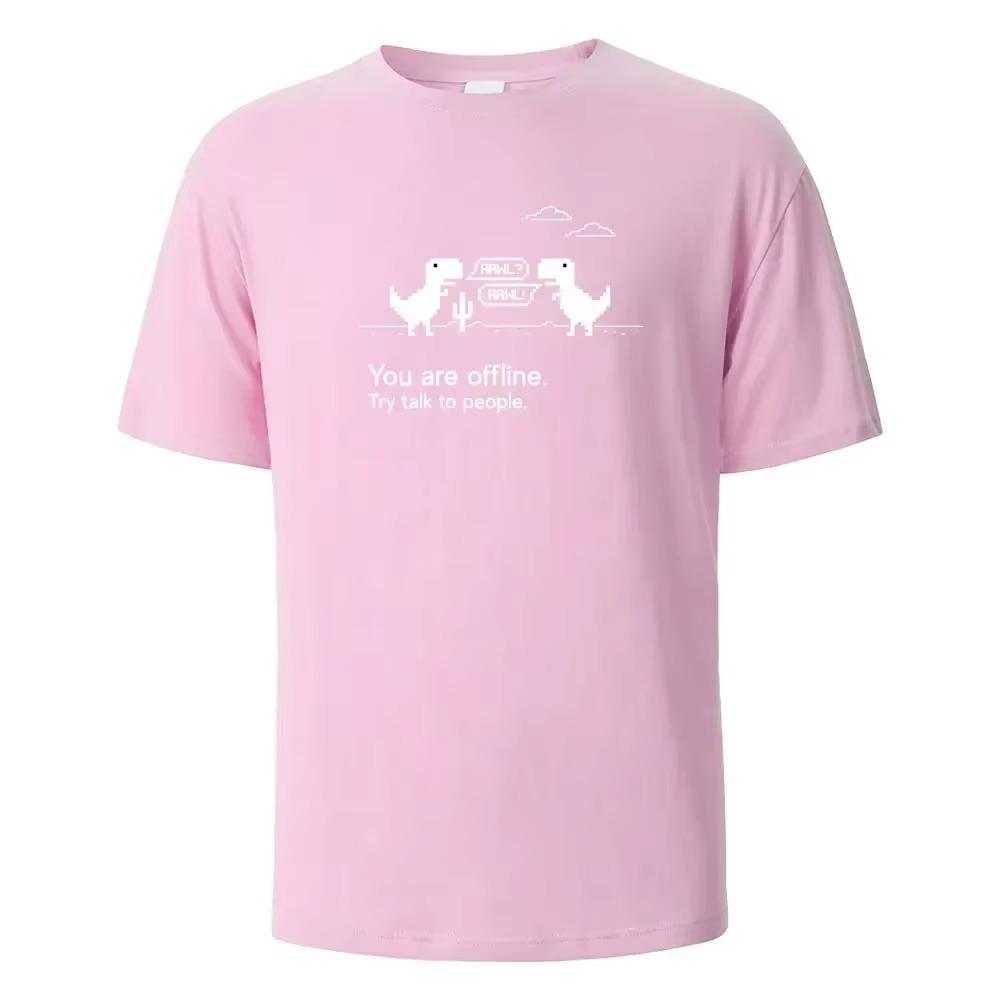 Printed T-shirt You Are Offline for Man and Woman 100% Cotton Round Neck Summer T-shirt Oversized Casual Short Sleeved Top