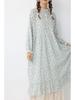 Spring Women's Mori Style Floral Cotton Linen Long Dress with Ruffle Patchwork