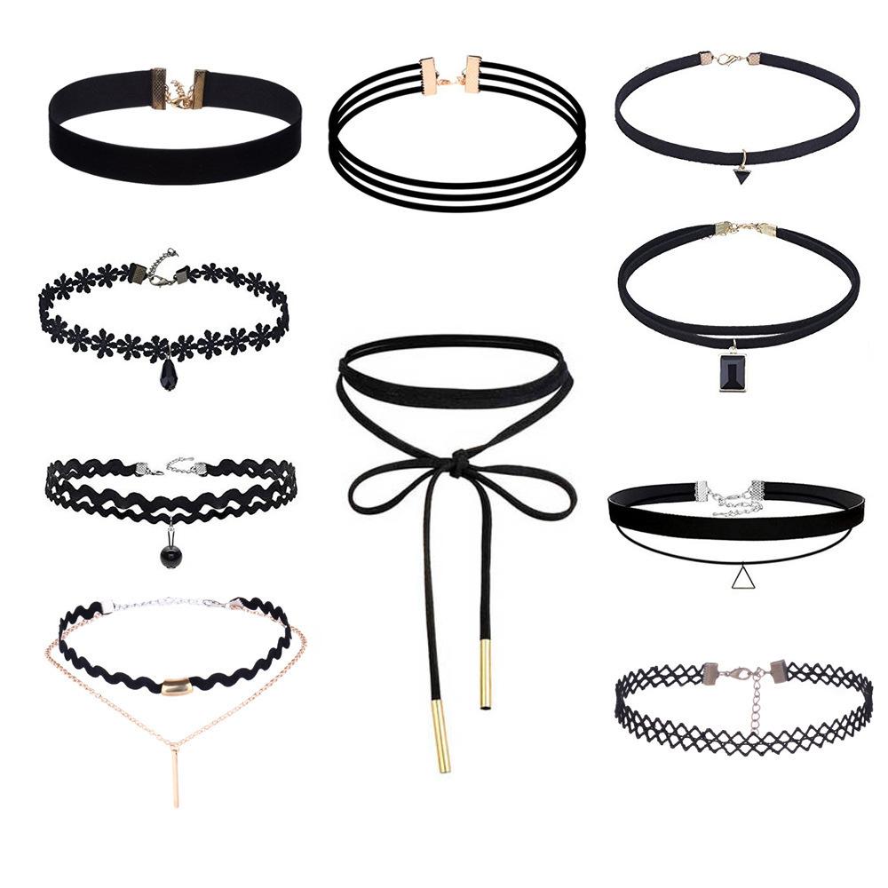 Women's Tassel Choker Necklace Set - Layering Chain Collar Jewelry