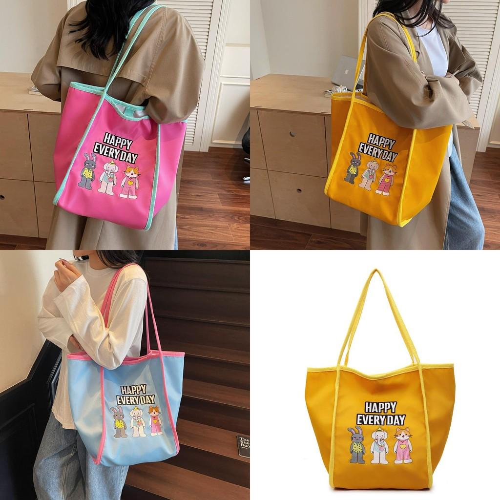 Day Every Happy Letter Large Embroidery Tote Bag Shopping Bag For Daily Use