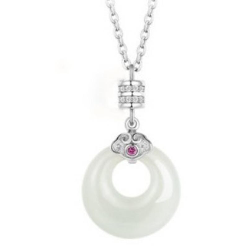 S925 Chalcedony Safety Decoration Sterling Silver Necklace Women's Small Waist Ruyi Pendant Chinese Style National Fashion Clavicle Chain