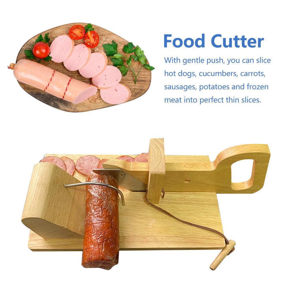 Food Cutter Safe Professional Sausage Slicer Wooden Meat Cutting Tool for Kitchen Camping