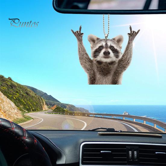 Висяча прикраса для автомобіля Єнот Ключ-кулон Сумка Шарм Реалістичний вигляд Чарівна тварина Дзеркало заднього виду Підвісний декор Аксесуари для салону автомобіля