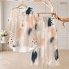 Women Plus Size White Printed Two Piece Set Round Neck Half Sleeve High Low Top Wide Leg Pants
