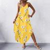 Women V Neck Sleeveless Floral Print Maxi Dress with Pockets Casual Loose Fit Summer Beach Sundress