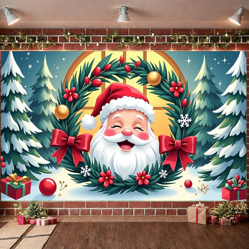 Winter Banner Material Christmas Backdrop Xmas Banner Snowflake Pattern Christmas Banner For Family Gathering Photo Backdrop