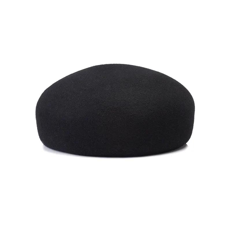 Wool Felt Blocked Beret Autumn Winter Elegance Women Kids Child Bread Pumpkin Beret Hat Men Ladies Leisure Painter Hat Fashion