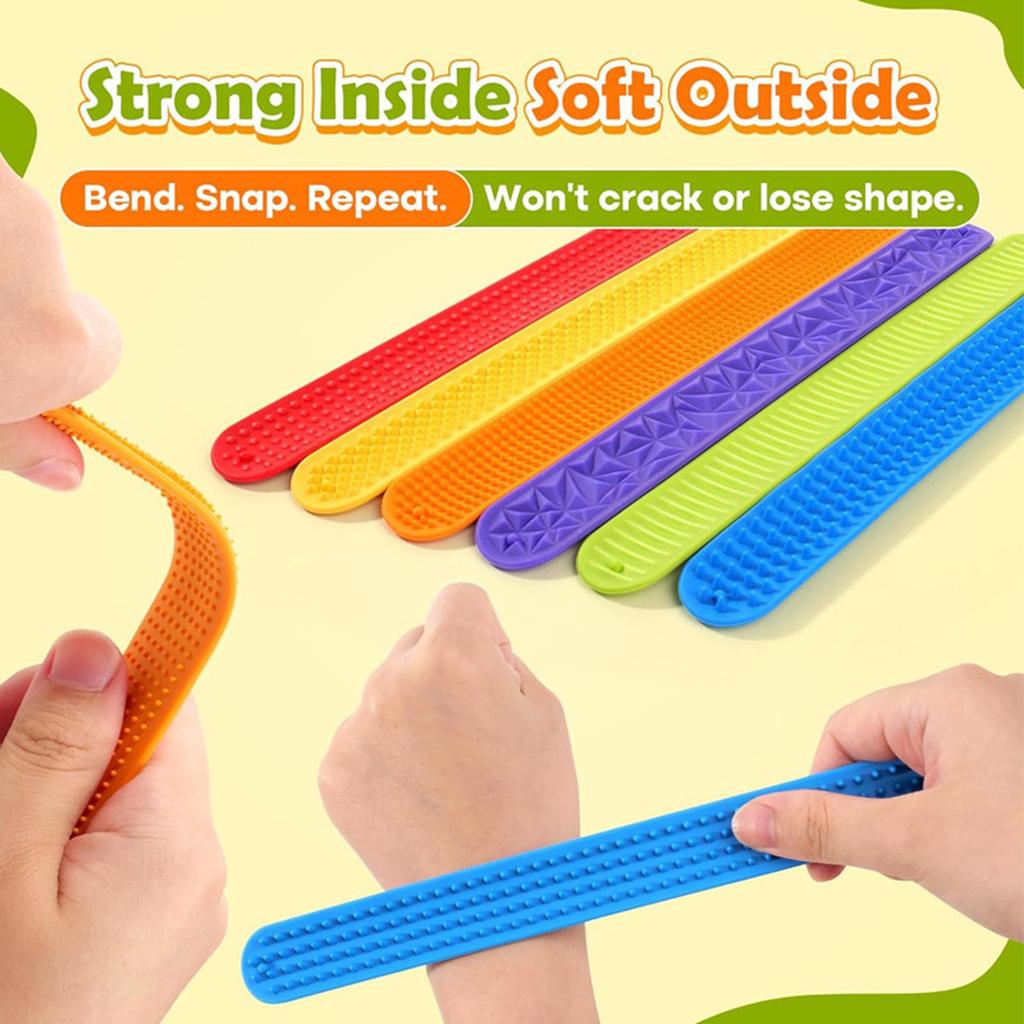 6PCS Silicone Sensory Slap Wristband Kids Anxiety Calming Toy With Texture Design For Emotional Soothing Soothing Toy