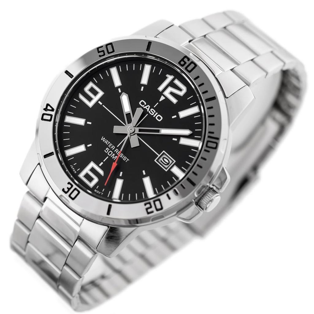 Casio Enticer Stainless Steel Black Dial Casual Analog Sporty Watch MTP-VD01D-1BV Men's