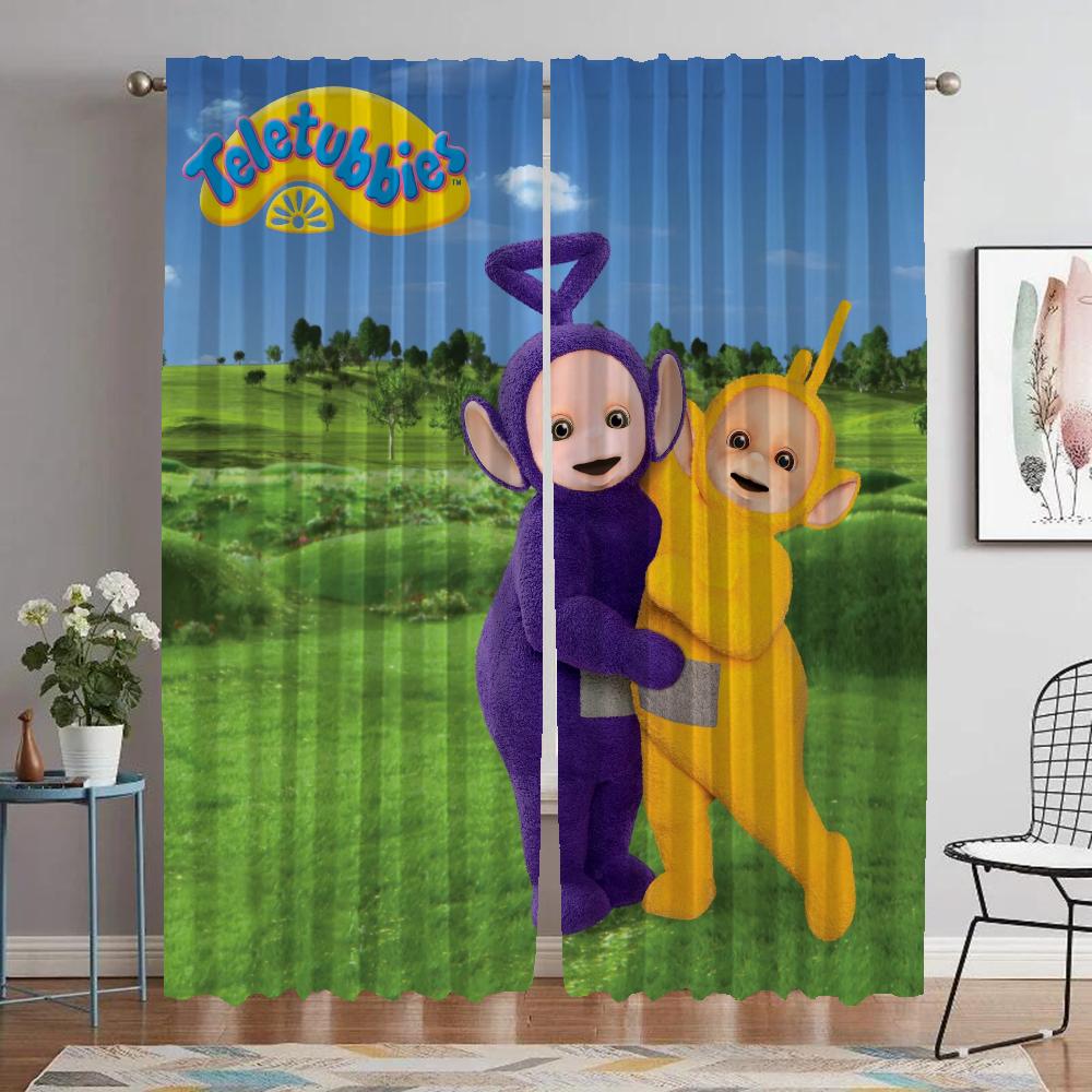 Nowoczesne zasłony do salonu 2 sztuki Teletubbies rolety dziecięce Zasłona zaciemniająca do pokoju 2 panele Dekoracja Halloween przegroda