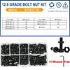 Din912 Allen Bolt Hex Socket Round Cap Head Screw Nut Kit M2 M3 M4 M5 M6 12.9 Grade Black Hex Hexagon Bolt Nut Assortment Set
