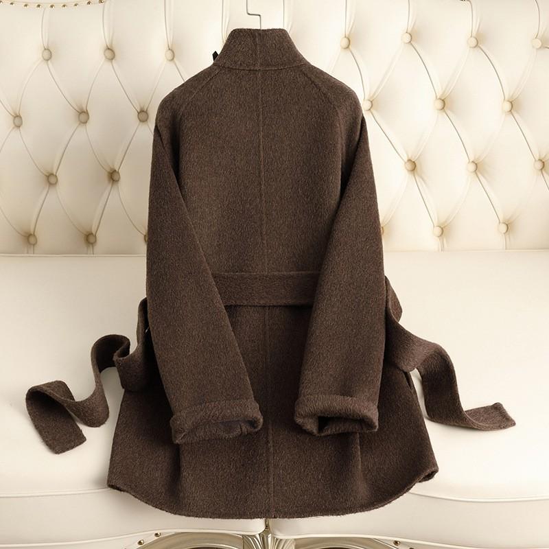 Womens Double-Sided Wool Blend Coat 2026 Winter Elegant Oversized Wrap Collar Outerwear