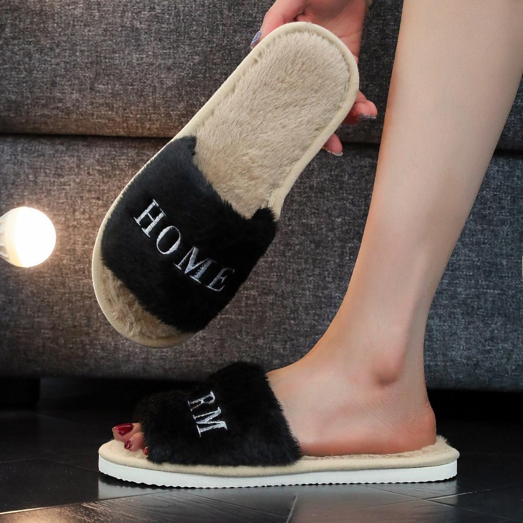 ins Mao Mao Slippers Home Indoor Spring and Autumn Warm Non-slip Cotton Slippers Floor