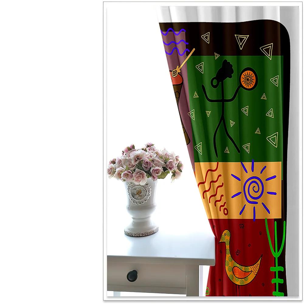 Personalized Retro Civilization Printing Adult Bedroom Living Room Curtain Shade Cloth Can Be Customized Hook Decorative Curtain
