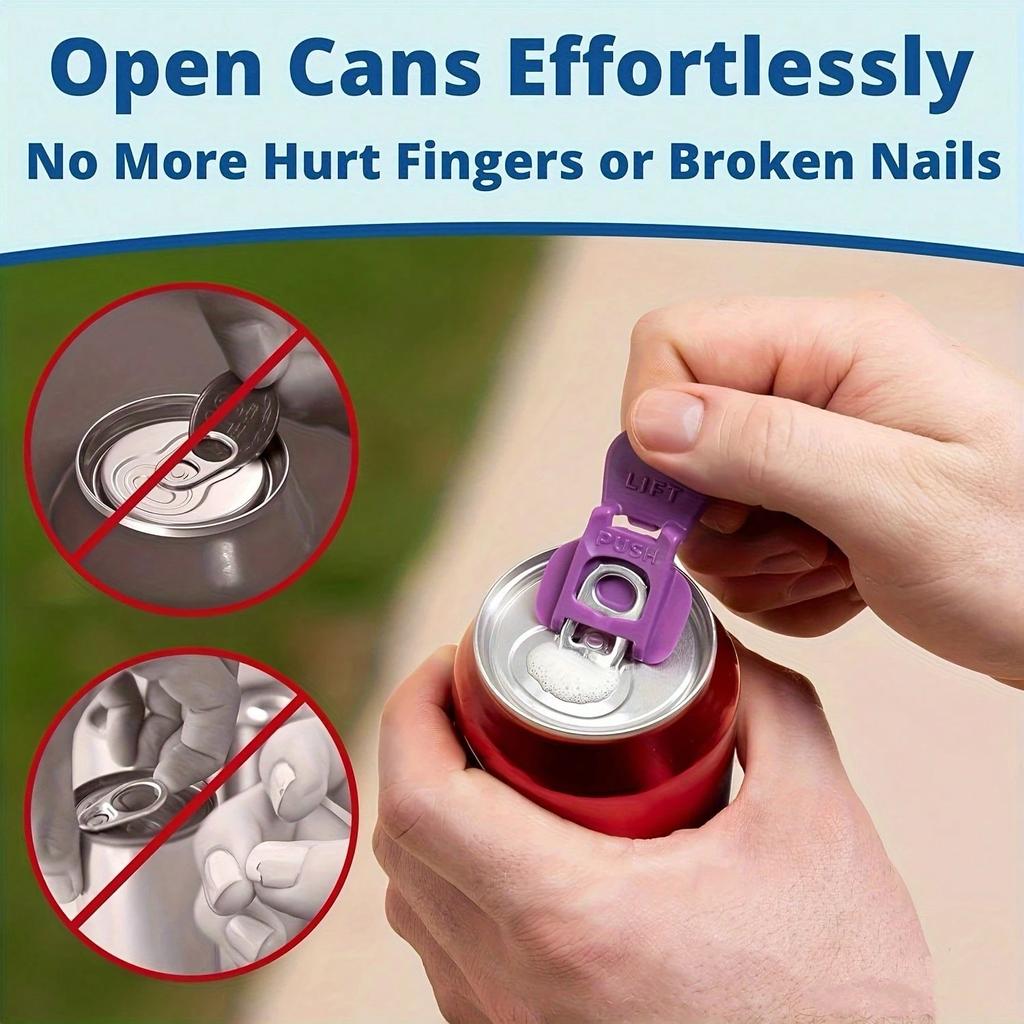 6/12/18pcs Color Beverage Can Opener With Protective Cover Plastic Tab Can Openers Reusable Easy Can Opener Kitchen Tool