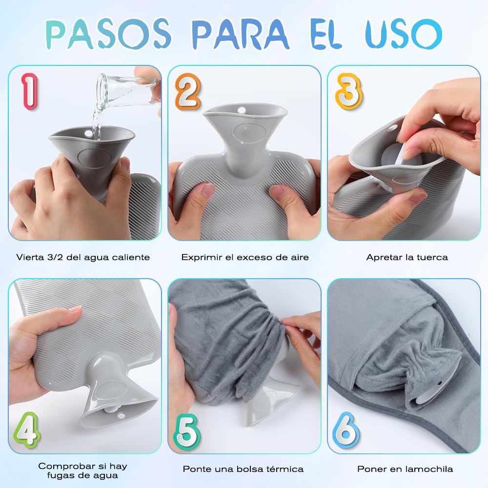 3 In 1 Hot Water Bottle with Waist Cover for Neck and Shoulder Back Hand Legs Waist Warm Stomach Abdominal Warming Bag