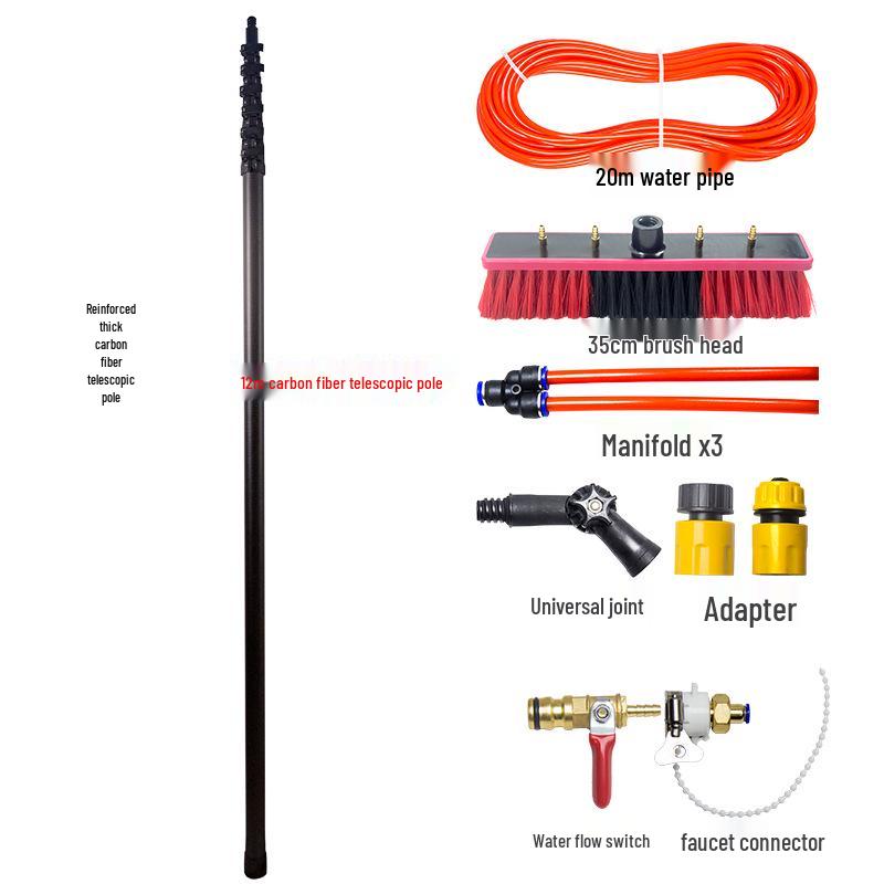 20-60 Ft Solar Panel & Window Cleaning Brush Kit