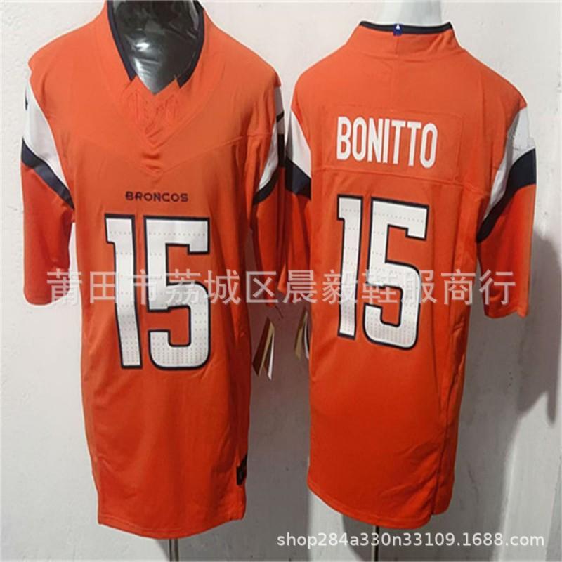 Camiseta Bordada Personalizada NFL Denver Broncos para Hombre - 10 7 15 14 15 Uniforme de Fútbol Estilo Oficial