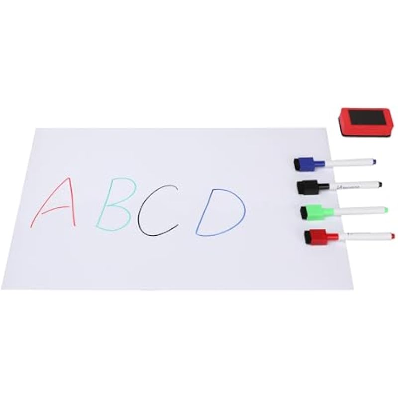 Neomate Magnetic Dry Erase White Board Sheet | Includes 4 Marker Pens, 1 Eraser | 43x28 cm | Daily Planner, Reminders, S
