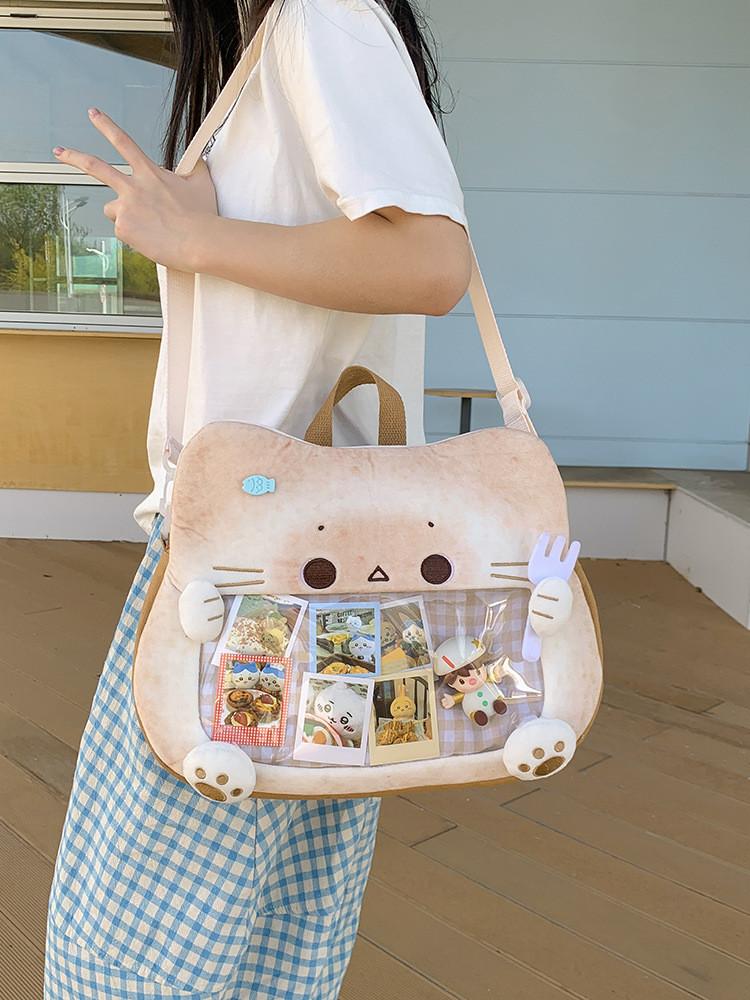 Cat Plush Water Bucket Bag With Soft Material For Casual Daily Use