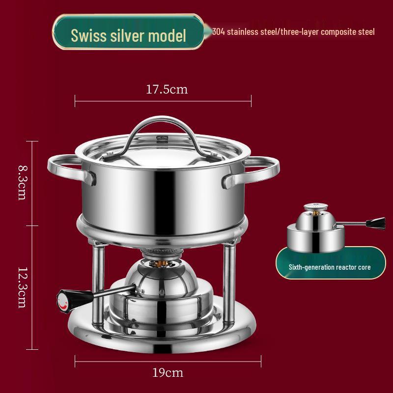 Pentola calda compatta in acciaio inossidabile svizzero: Shabu-Shabu Monoporzione con Fornello Gonfiabile Portatile
