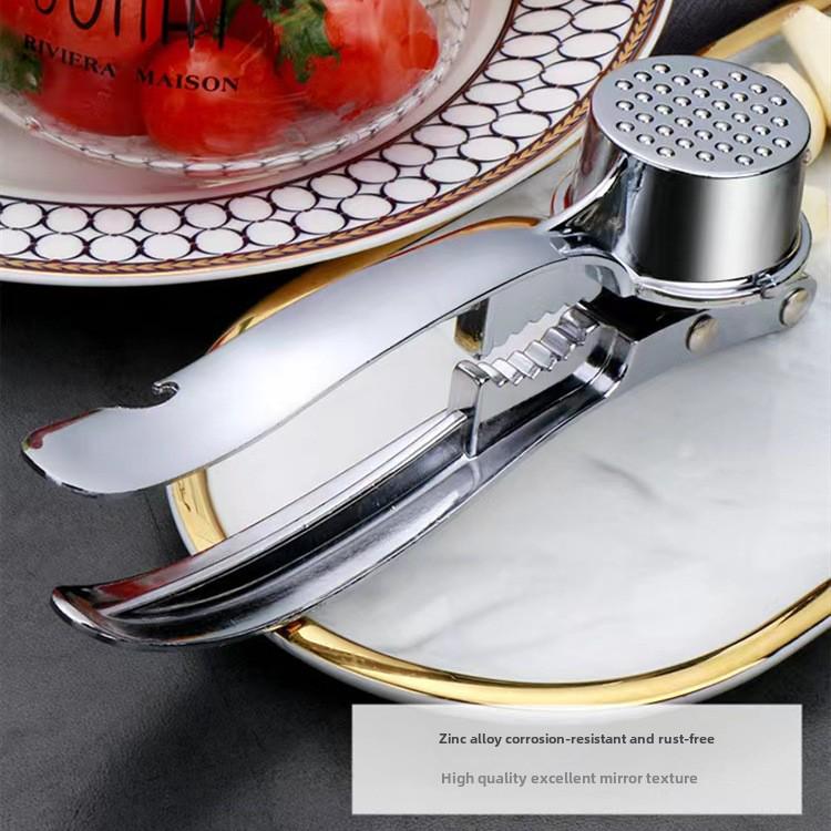 Household Garlic Press and Peeler Set: Large Manual Garlic Pounder and Peeler for Kitchen Use