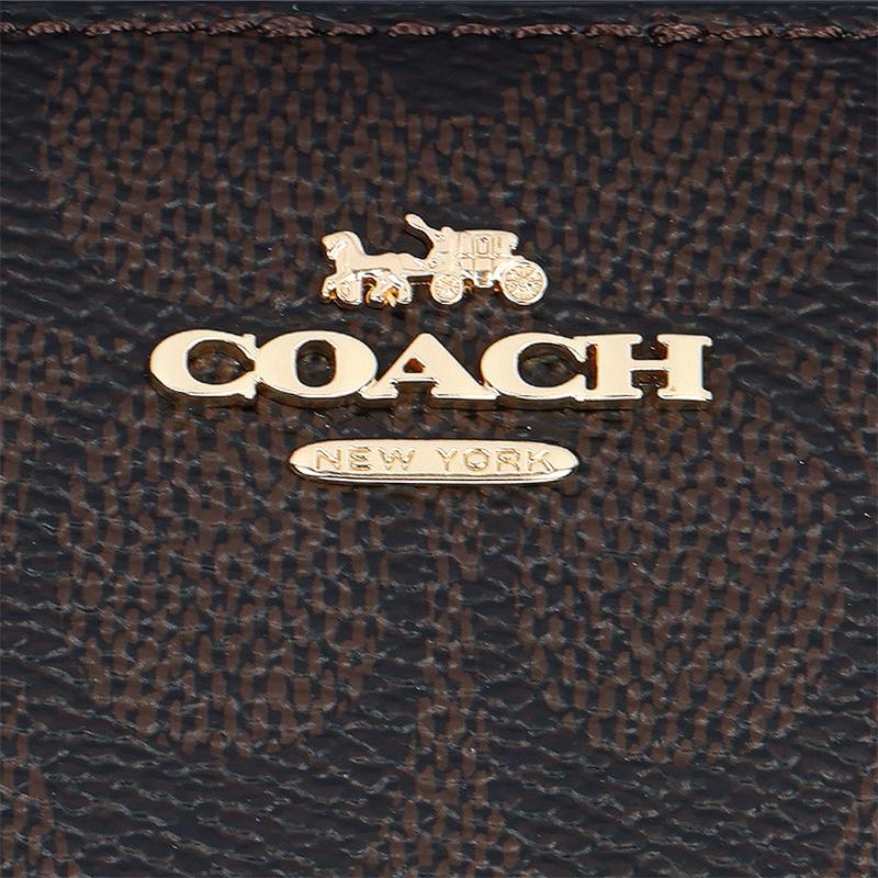 Coach Snap 11 Gold Logo Button Closure Coated Canvas Wallet Women wallet Walnut Black CW789-IMXAQ