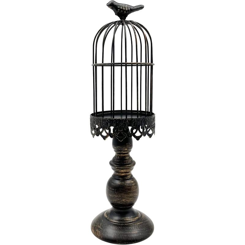 

Ретро потертый подсвечник, декоративный подсвечник в виде птичьей клетки, винтажный металлический подсвечник для свадьбы, вечеринки, винтажный готический декор, декор в викторианском стиле