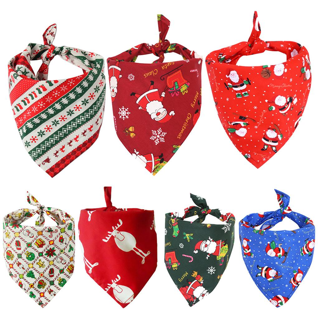 Weihnachten Haustier Speichelhandtuch Kleintier Bandana Schal Lätzchen Party Deko Accessoire Geschenk Weihnachtsmann Rot 1