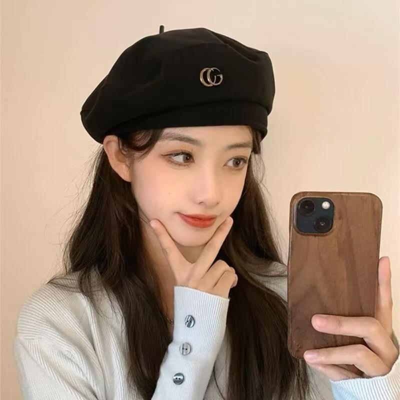 Black High-end Beret Female Autumn and Winter New Face Small and Versatile Spring and Summer Star Anise Bud Hat Female