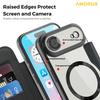 AMORUS For iPhone 17 Air Case Compatible with MagSafe RFID Blocking Card Holder Leather Phone Cover