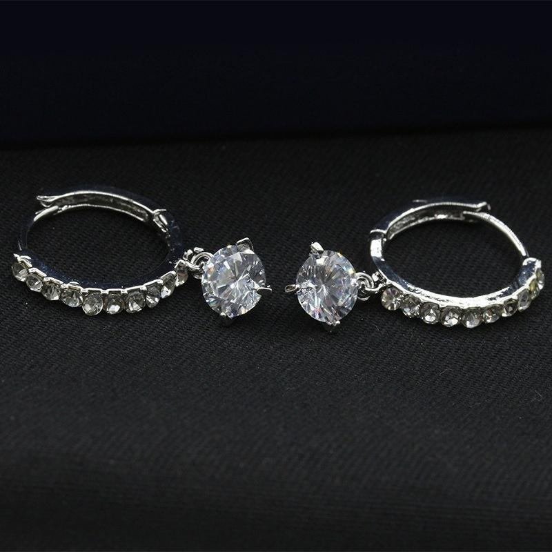Gold Filled Heart White Cubic Zirconia Crystal Hoop Clip On Earrings