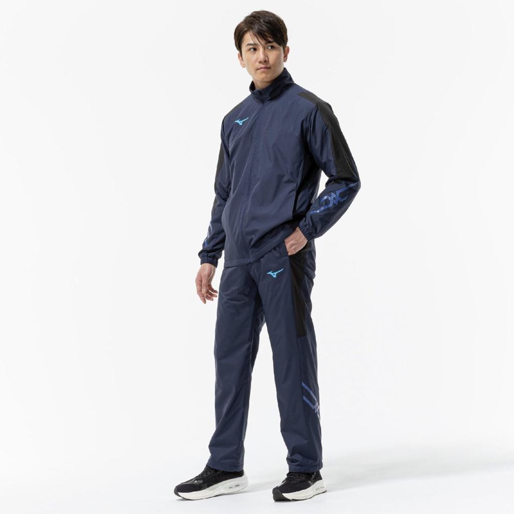 Training Wear Windbreaker 32MFC631 Deep Navy X Black [Mizuno] Pants, Heat-Generating Material, Water-Repellent, Windproof,