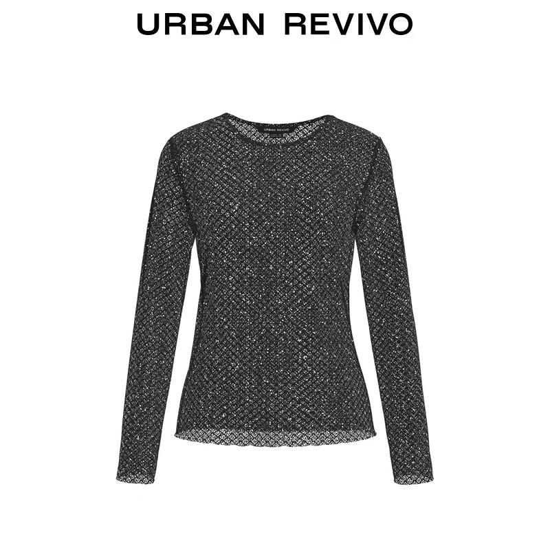 UR Women's Stylish Cutout Sequin Long Sleeve T-Shirt