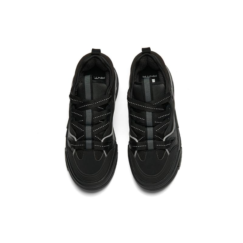 Anta Bump Puffy Shoes Slip-Resistant Low-Top Skateboard Shoes Women's Black Sneakers 922238060-1