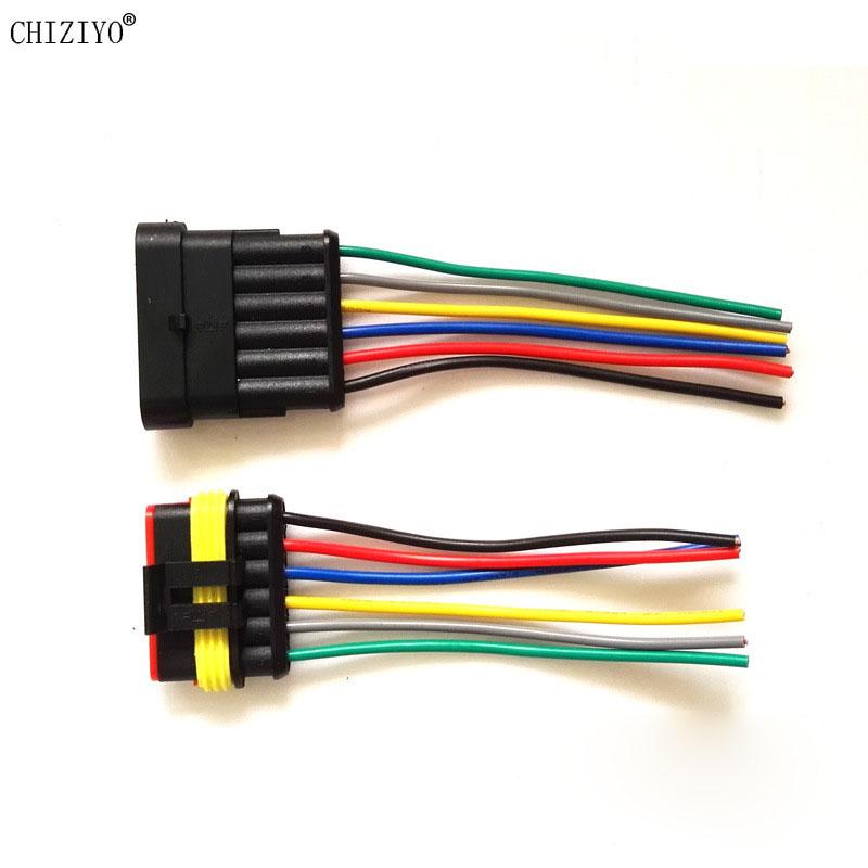 5pcs/lot 1.5 Kit 2/3/4/5/6 Pin Female Male Waterproof HID Electrical Wire Cable Automotive Connector Adapter Car Plug