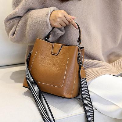 Tasche Leder Mode Bucket Bag Einfache Single Shoulder Crossbody Bag Handtasche für Damen