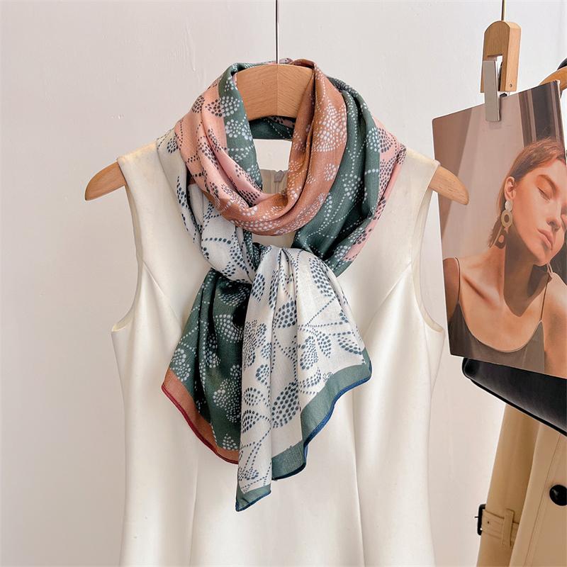 Floral Double Side 60*170cm Women Scarf Autumn and Winter Warm Shawl Cotton Linen Feeling Tassel Pashmina Muslim Hijab Wrap Lady