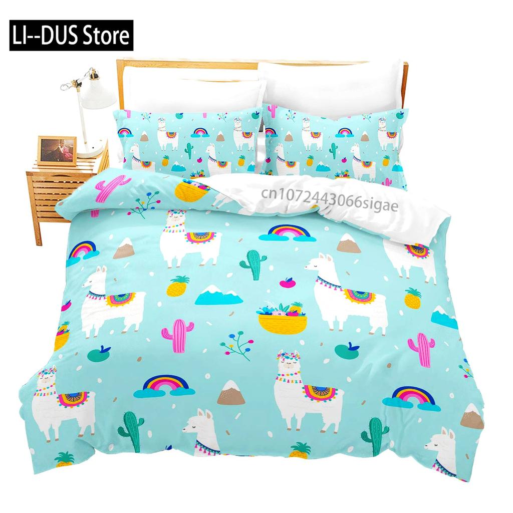 Cute Cactus Duvet Cover Bedding Set Comforter Cover for Children Girls Room Decor Boho Animal Quilt Cover Queen King Full Size