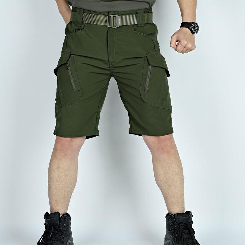 Summer Men Cargo Shorts Quick Dry Tactical Short Pants Multi-Pocket Shorts Men's Outdoor Hunting Fishing Knee Length Trousers