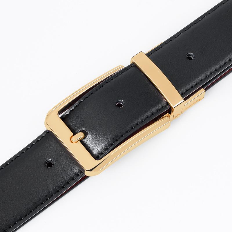 Men's Double-Sided Pin Buckle Cowhide Leather Belt - Versatile Business Casual Trousers Accessory