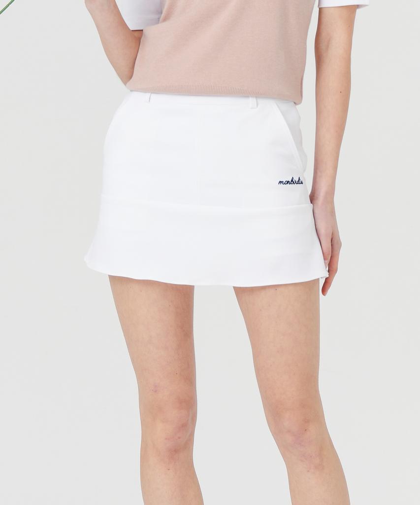 MONBIRDIE GOLF High Stretch Mini Flare Skirt White
