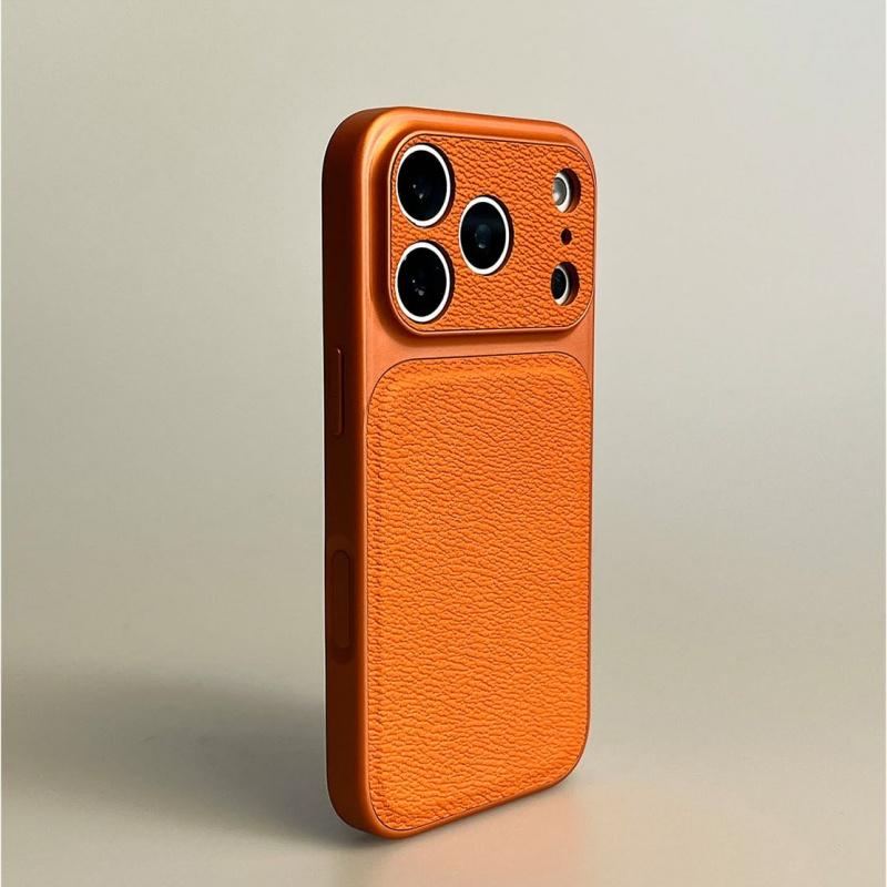 Hard Leather Plating Case for iPhone 17 Air 16 15 14 13 Pro Max Shockproof Matte Candy Color Armor Business Phone Cover